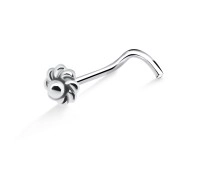 Flower Shaped Silver Curved Nose Stud NSKB-612